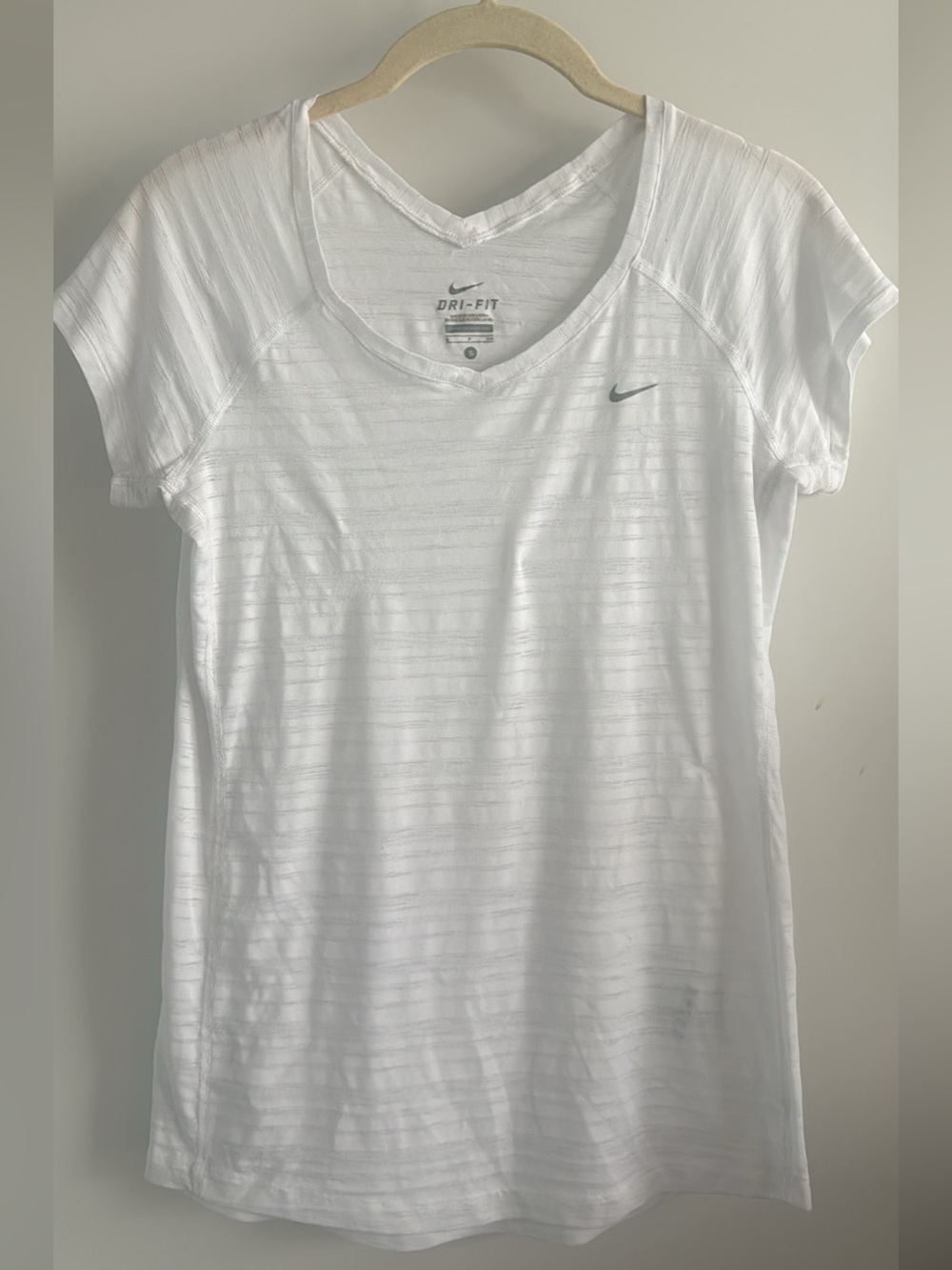 Nike White V-Neck Dri-FIT Short Sleeve Tee